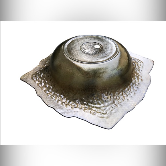 Vintage Made in Spain 100% Recycled Glass Serving Bowl / Green / 17x17 / Depth 5 - Picture 3 of 8